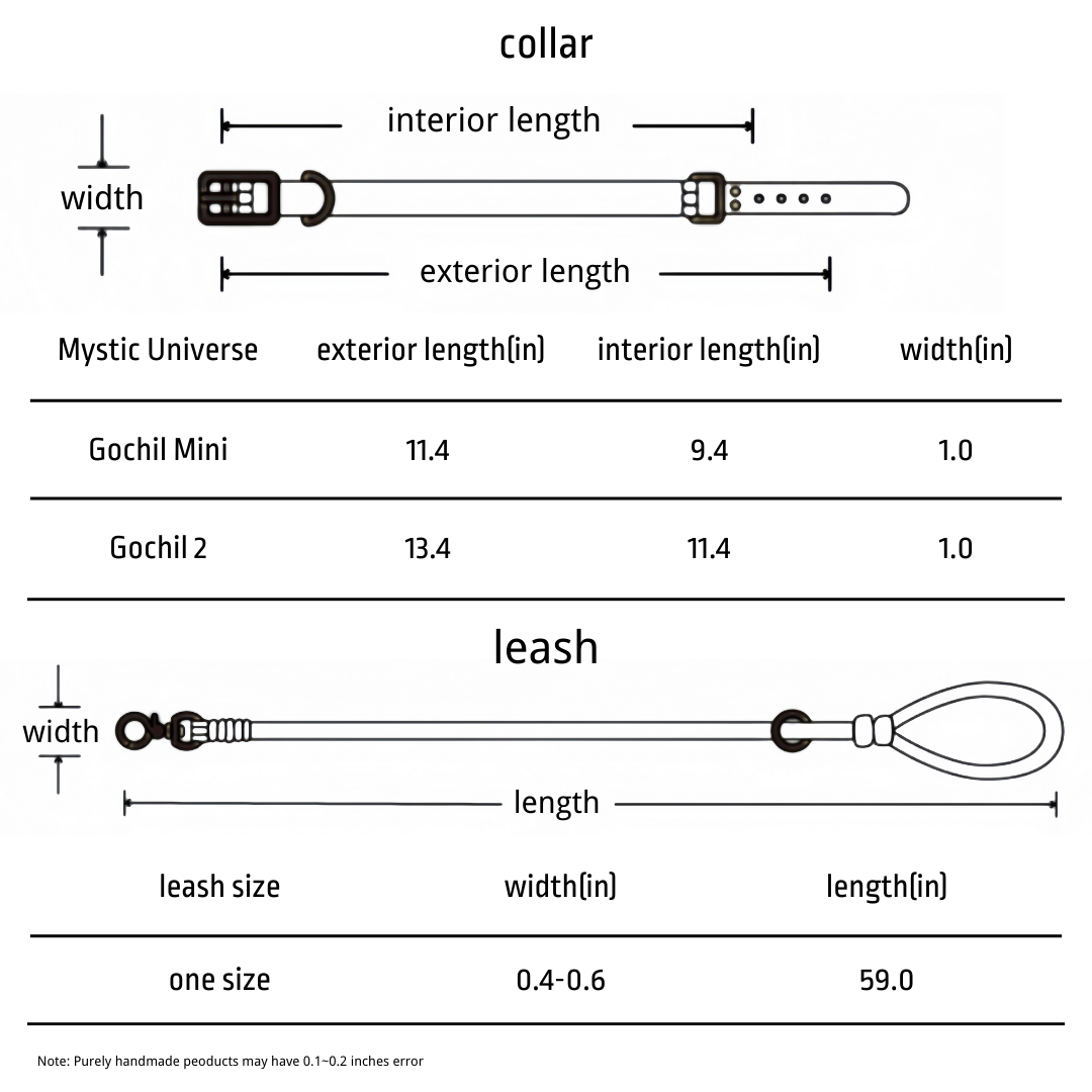 Gochill Mini | Dog Collar and Leash | 9.4-11.4” | Mystic Universe