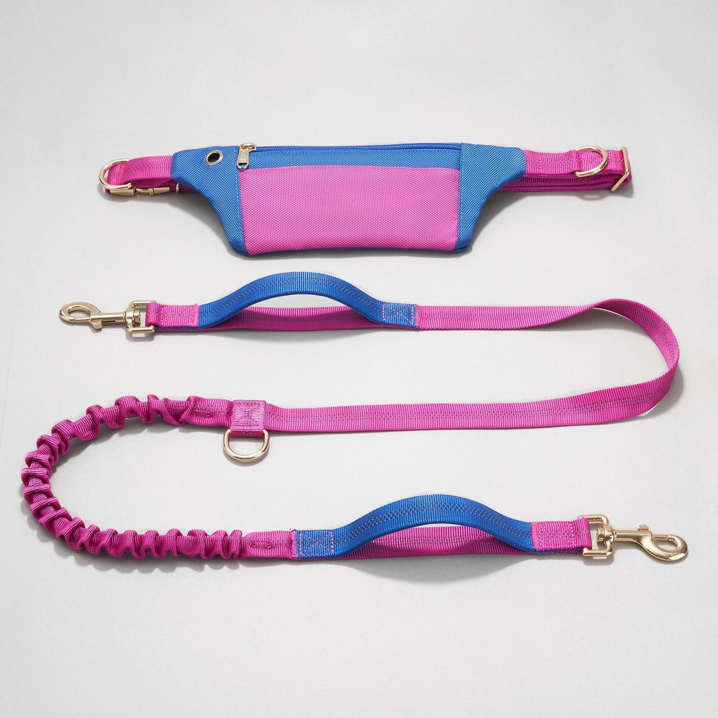 FreeJoy | Hands Free Dog Leash and BeltBag | Barbie Pink and Bright Blue