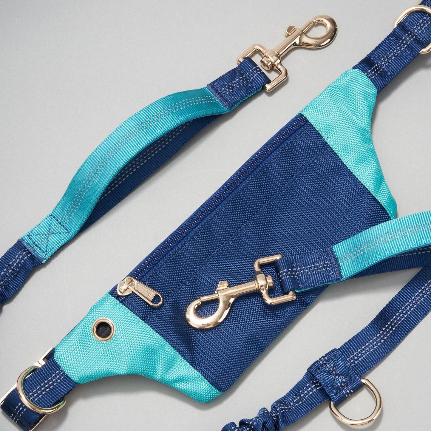 FreeJoy | Hands Free Dog Leash and BeltBag | Eggshell Blue and Deep Space Blue