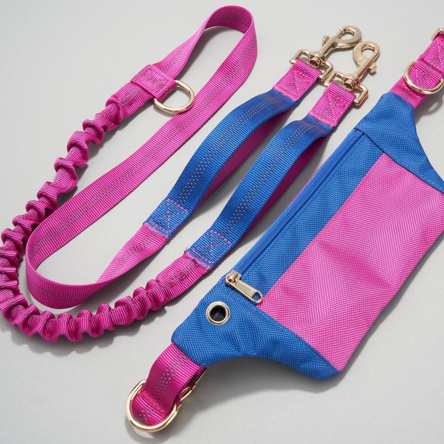 FreeJoy | Hands Free Dog Leash and BeltBag | Barbie Pink and Bright Blue